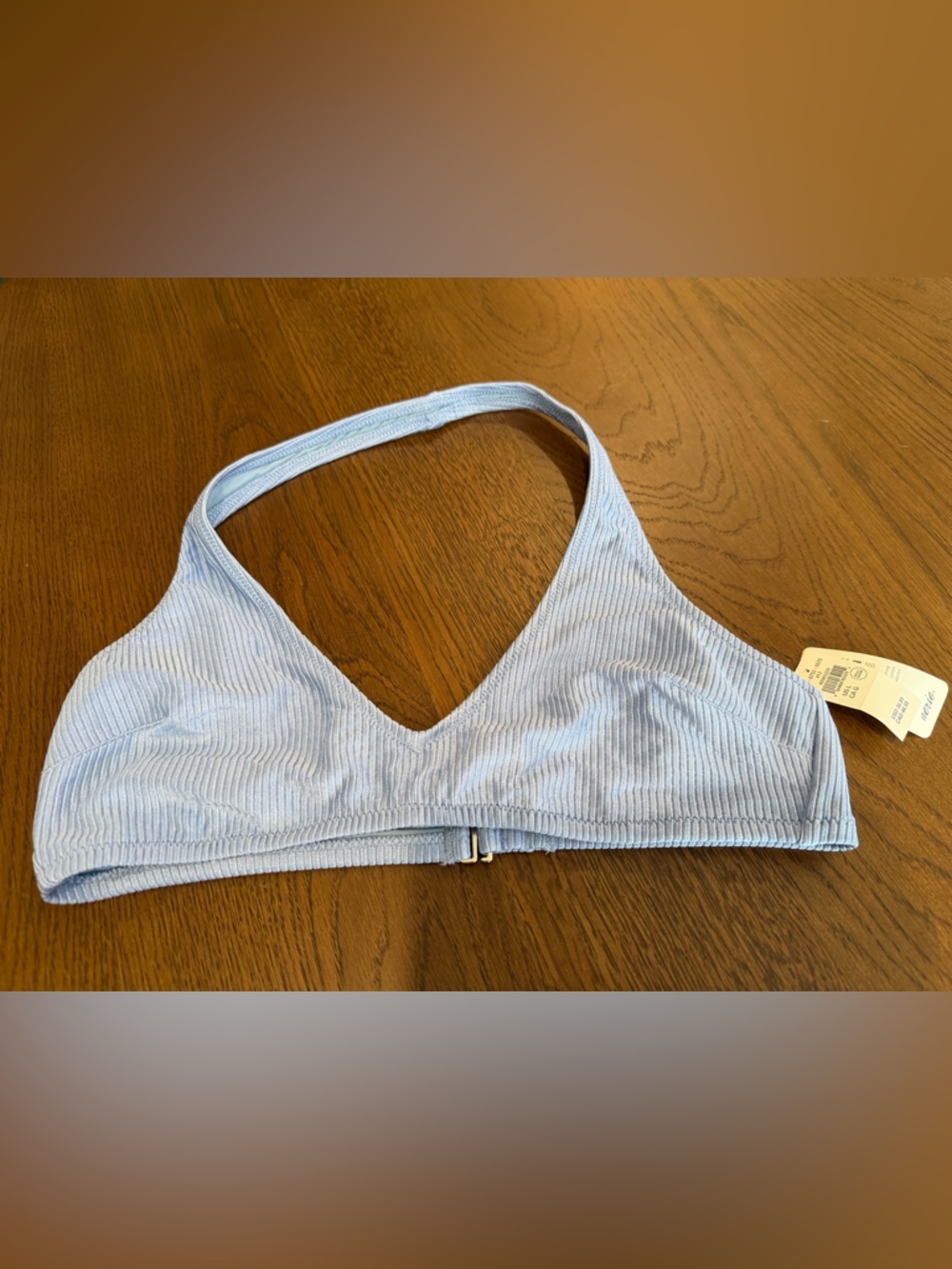 aerie Light Blue Ribbed Scoop Bralette